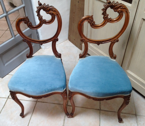 pair of antique french rococo chairs